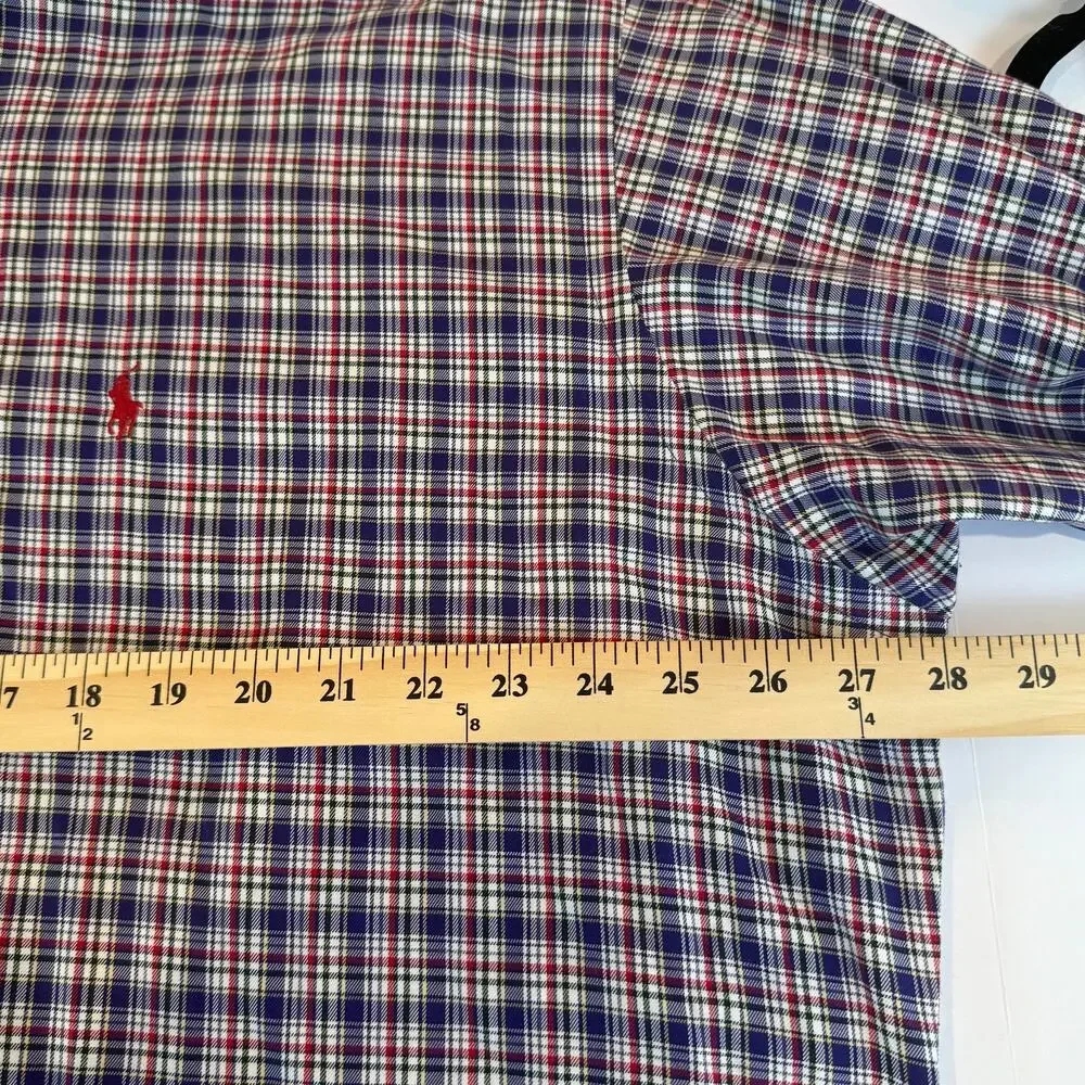 Ralph Lauren Blake Plaid Button Down Shirt XL Red Blue Cotton Classic Fit
